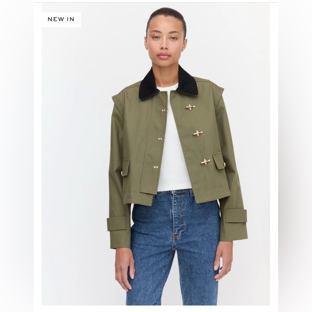 NWT! Hill House Home The Clarisse Jacket - Olive Canvas Small Barn Jacket Green